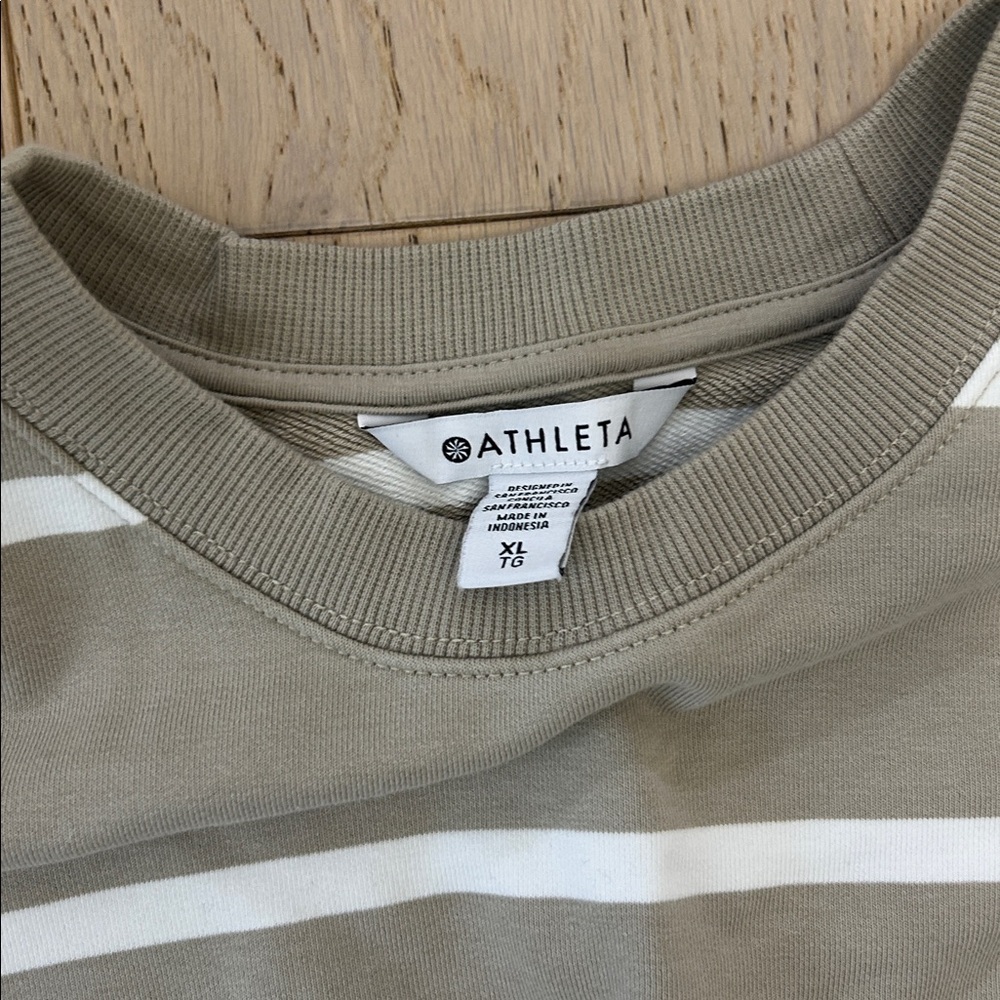 ATHLETA TERRY CREW STRIPED SWEATSHIRT - Picture 4 of 4